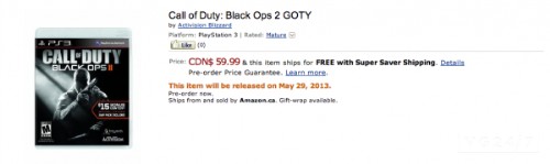 Call of Duty Black Ops 2 GOTY sürümü listelendi