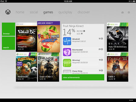 My Xbox LIVE'da iPad ile konsola erişim var
