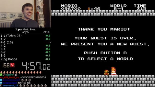 Super Mario'yu 4 dakika 56 saniyede bitirdi!