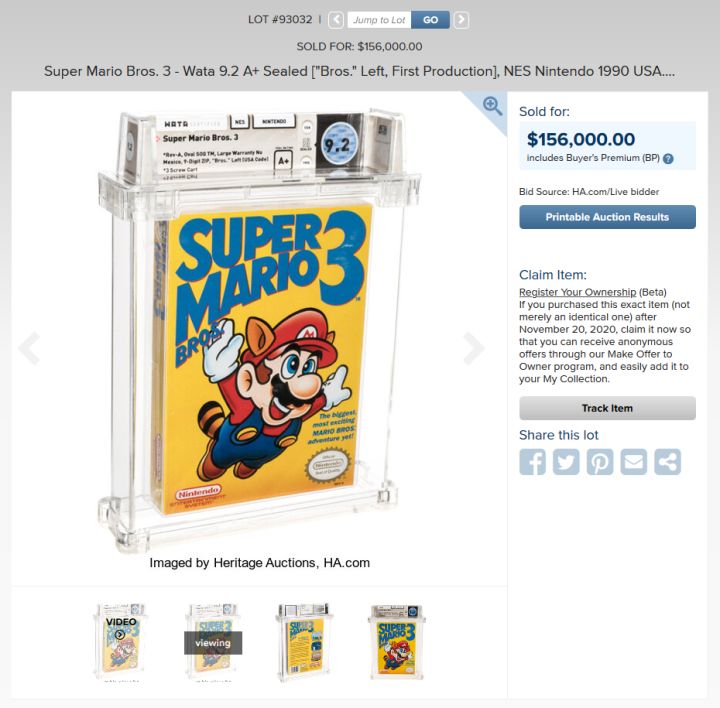 Super Mario Bros. 3 rekor fiyata satıldı