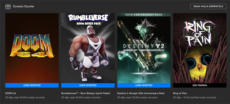 Epic Games Store ücretsiz oyunları (25 Ağustos - 1 Eylül)