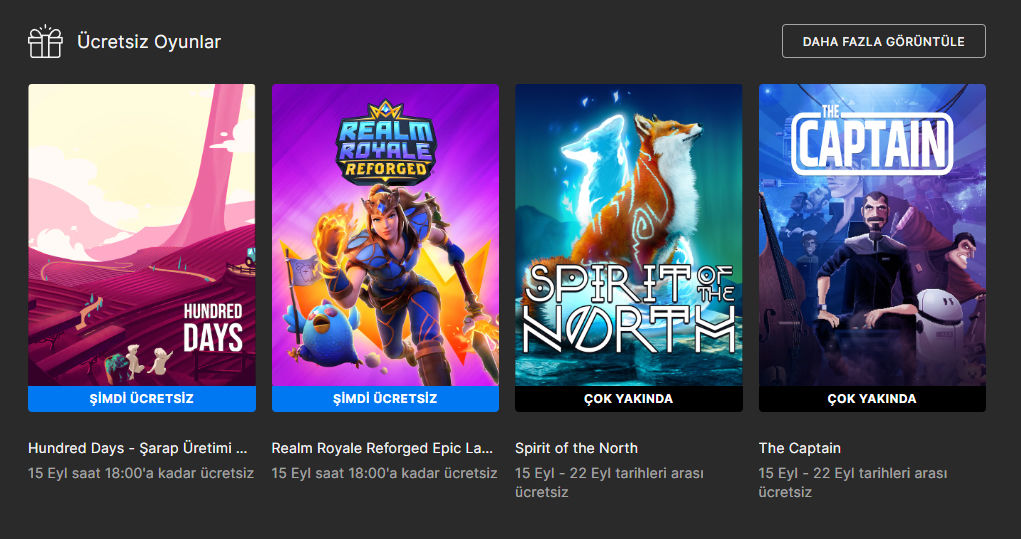 Epic Games Store ücretsiz oyunları (15-22 Eylül)