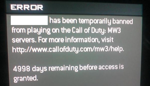 Modern Warfare 3'ten 5000 gün banlandı!