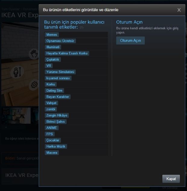 IKEA VR oyunu Steam'de çıplaklık ve Illuminati etiketleri ile çıktı!