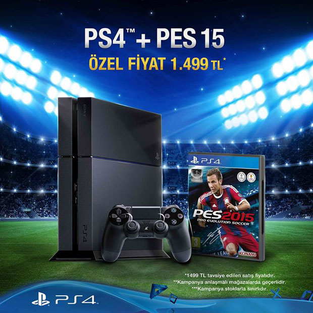 PlayStation 4 alana Pro Evolution Soccer 2015 hediye!