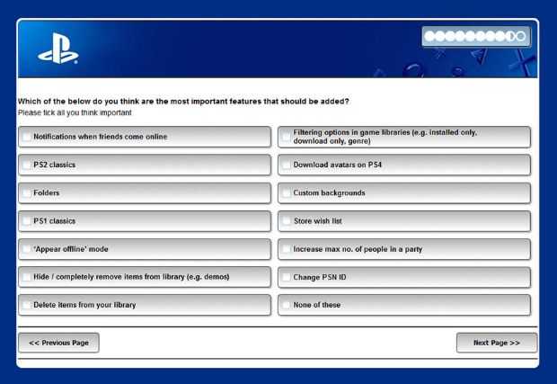 Sony, PlayStation için anket göndermeye başladı