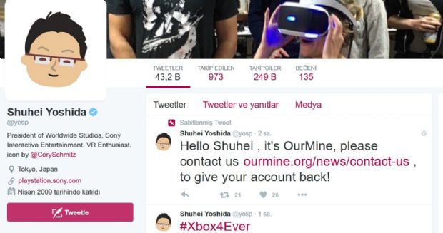 Sony başkanı Yoshida'nın Twitter hesabı hacklendi!
