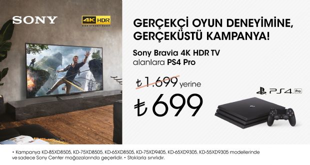 Sony 4K televizyon alanlara PS4 Pro yalnızca 699TL!