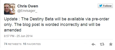 Destiny'nin betası bütün PSN Plus sahipleri için değil