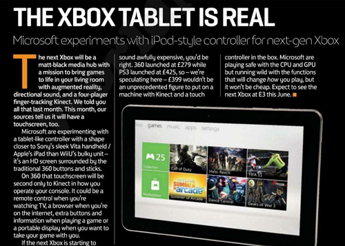 Xbox 720'nin tablet benzeri kontrol cihazı mı olacak?