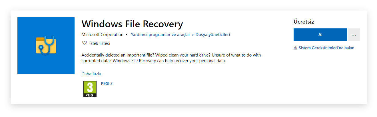 Microsoft Windows 10 için dosya kurtarma programı yayınladı