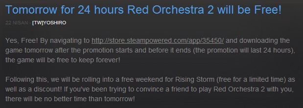 Steam, ücretsiz olarak Red Orchestra 2 GOTY dağıtacak!