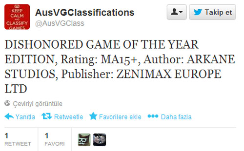 Dishonored Game of the Year Edition tespit edildi!