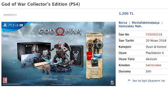 God of War'un koleksiyon sürümü, Türkiye'de kara borsaya düştü