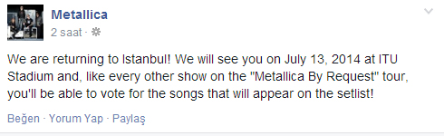 Metallica geri geliyor!