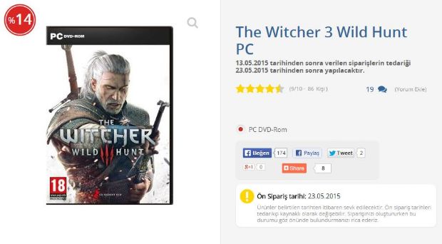 The Witcher 3: Wild Hunt'ı D&R'dan sipariş edenlere kötü sürpriz