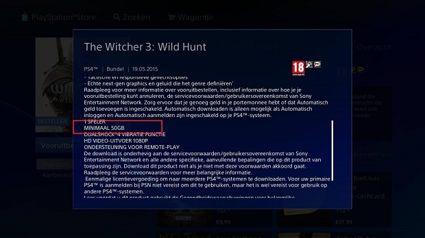 The Witcher 3: Wild Hunt'ın PlayStation 4 sürümünün boyutu belli oldu