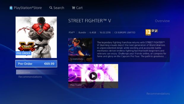 Street Fighter V'in PS4 üzerinde kaplayacağı alan belli oldu