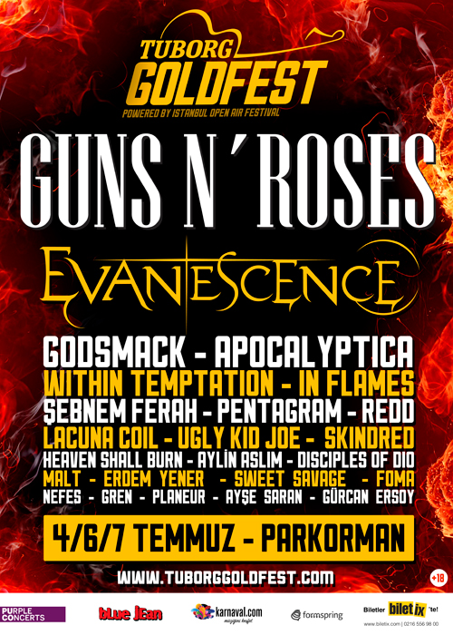Tuborg GoldFest, Guns’N’Roses ve Evanescence ile geliyor
