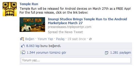 Temple Run, şimdi de Android'e geliyor
