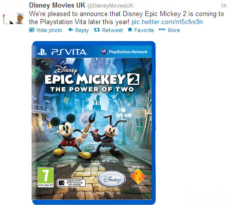 Epic Mickey 2 PS Vita'ya geliyor!