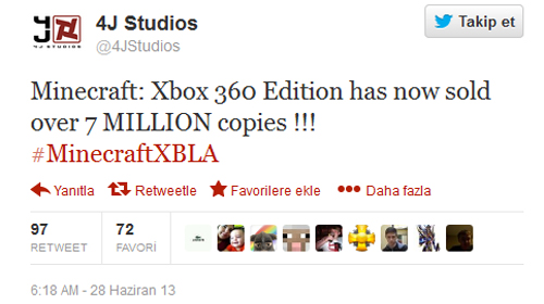 Minecraft: X360 Edition ne kadar sattı?