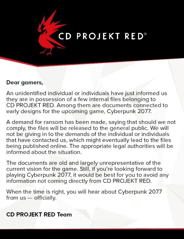 Cyberpunk 2077'nin dosyaları çalındı! Fidye isteniyor!