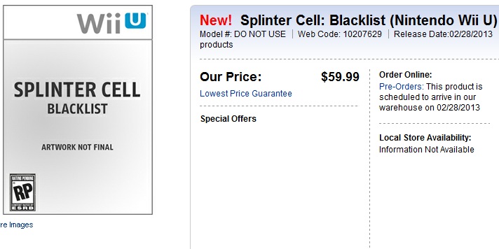 Splinter Cell: Blacklist, Wii U'ya mı geliyor?
