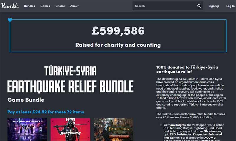 Humble Bundle deprem paketi 72 oyunu içeriyor