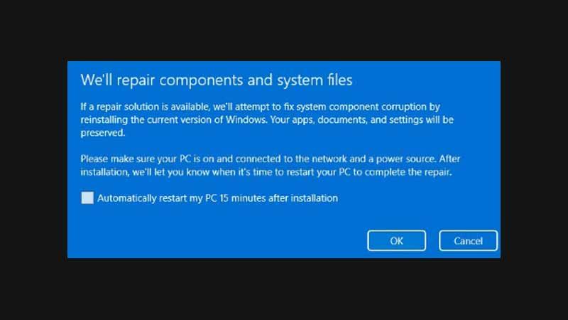 Windows 11 yerinde onarım özelliği tanıtıldı