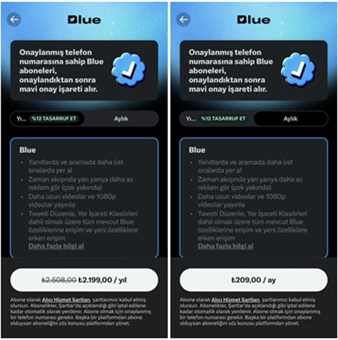 Twitter Blue Türkiye fiyatı beklenenden yüksek