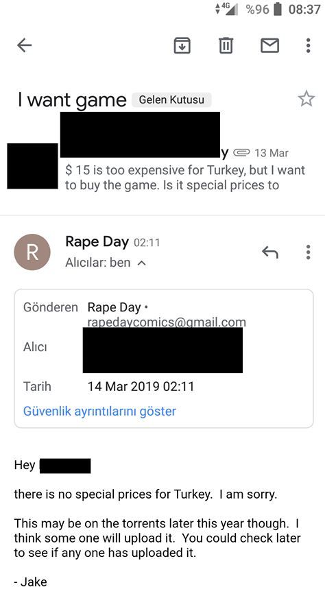 Yapımcısı, Rape Day satın almak isteyen oyuncuyu Torrent'e yönlendirdi