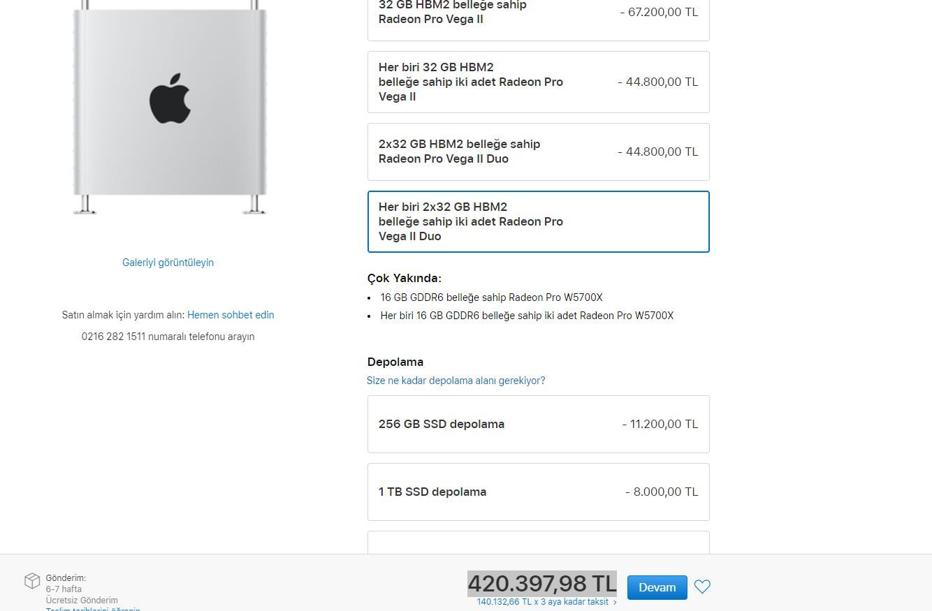Apple Mac Pro '420 bin TL' fiyat etiketiyle satışa çıktı