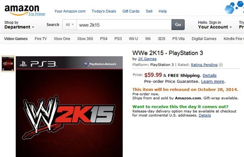 Amazon WWE 2K15'i listeledi