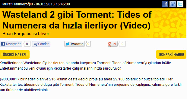 Wasteland 2 gibi  Torment: Tides of Numenera da çıldırdı! (GÜNCELLENDİ)