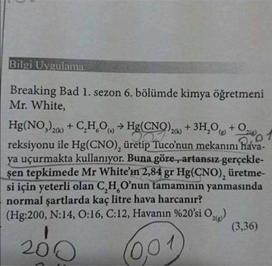 Breaking Bad dizisinin başrolü Walter White lise sorusu oldu