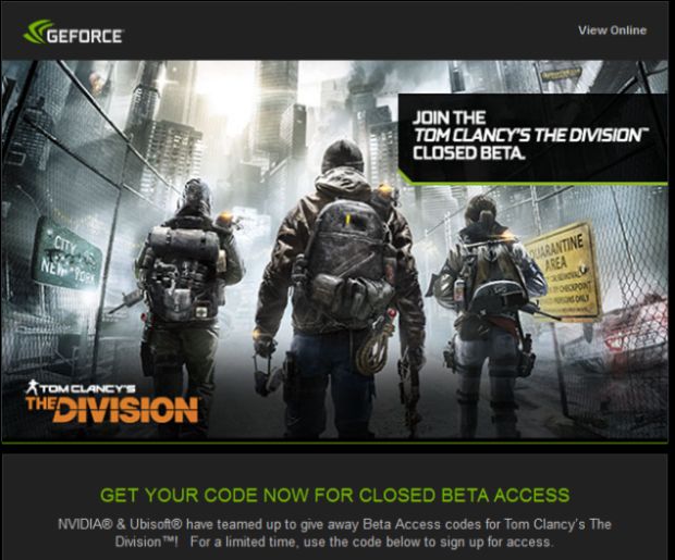 Nvidia, The Division beta kodu dağıtıyor!