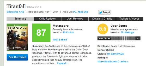 Titanfall'un ilk inceleme puanları geldi!
