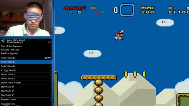 Gözü kapalı biçimde Super Mario World'ü bitirdi!