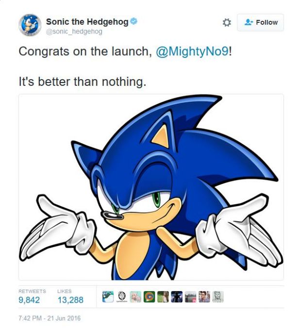 Sonic, Mighty No. 9'a "diss attı"
