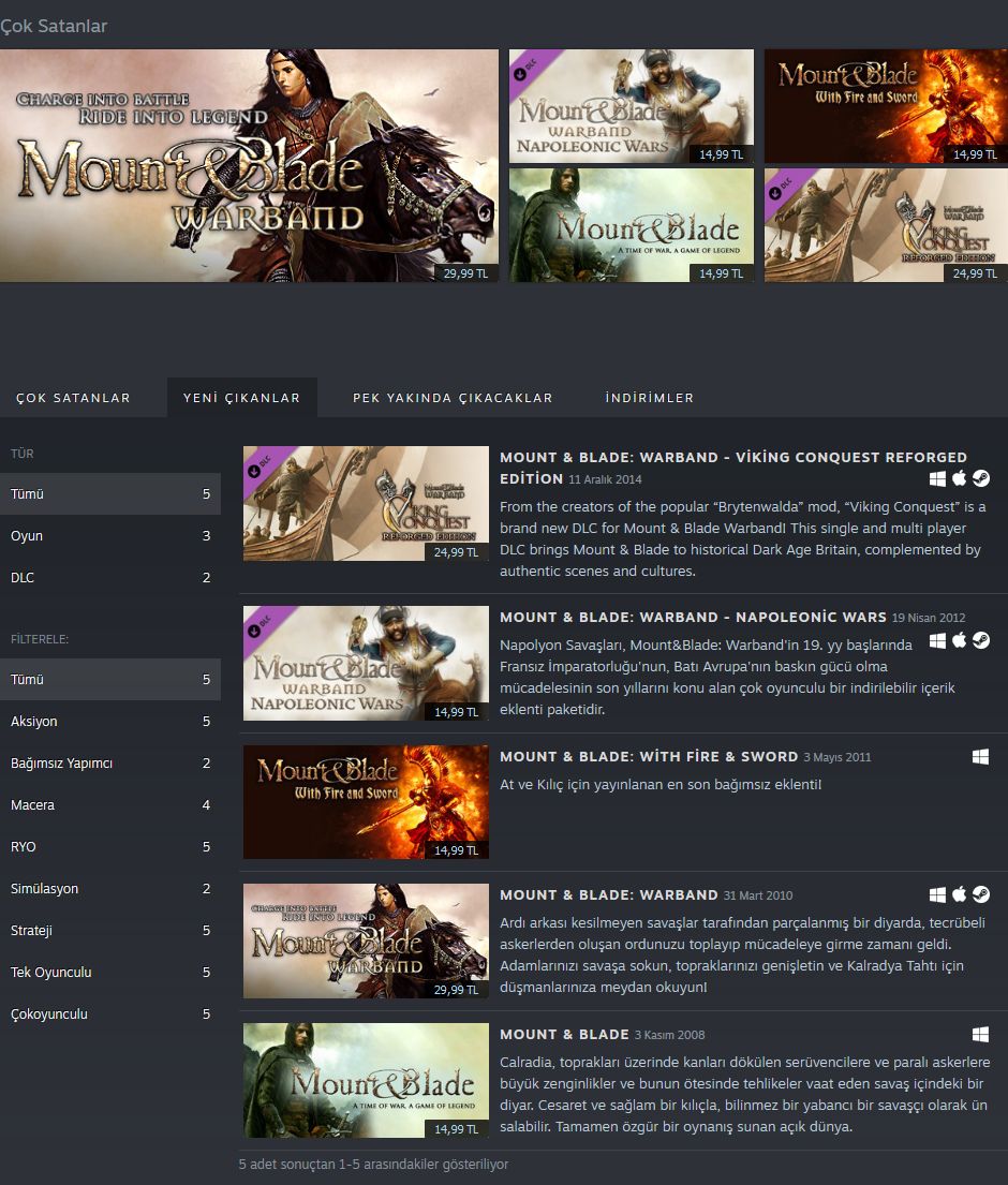 TaleWorlds Entertainment Steam geliştirici sayfası açıldı