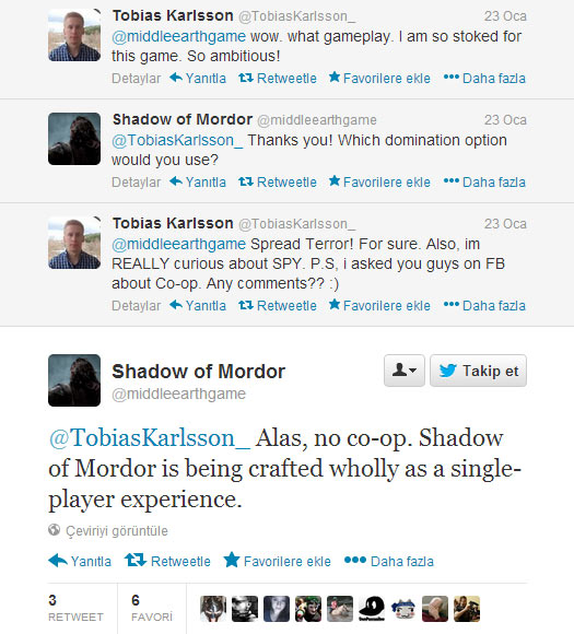 Shadow of Mordor'da co-op olacak mı?