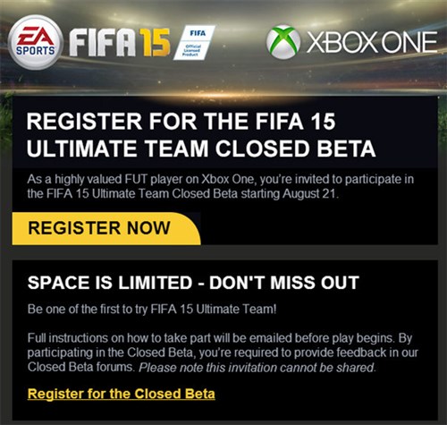 FIFA 15 Ultimate Team'in kapalı betası başlıyor