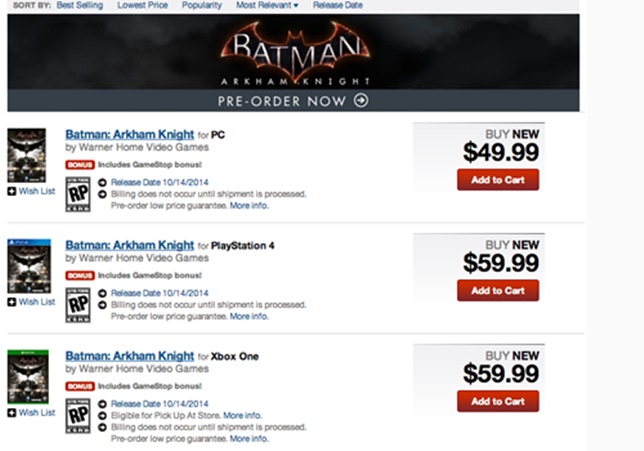 GameStop, Batman Arkham Knight'ın çıkış tarihini listeledi!